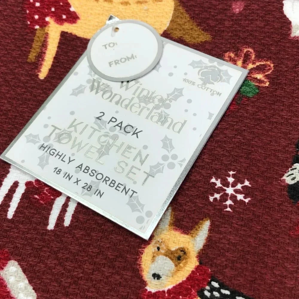 NWT winter wonderland kitchen towel merry woofmas